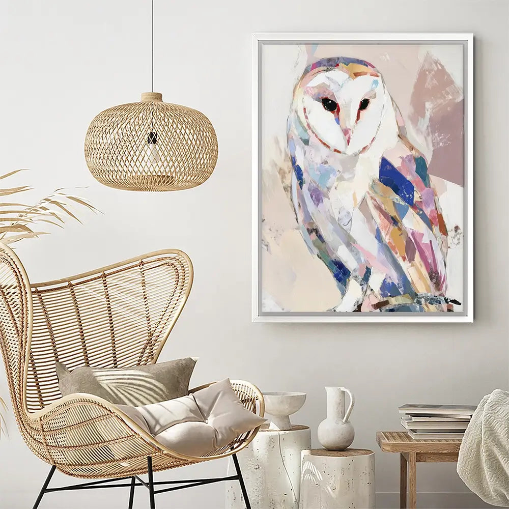 Abstract Barn Owl Canvas Print Abstract Barn Owl Canvas Print wall art product Chromatic Storm Studio