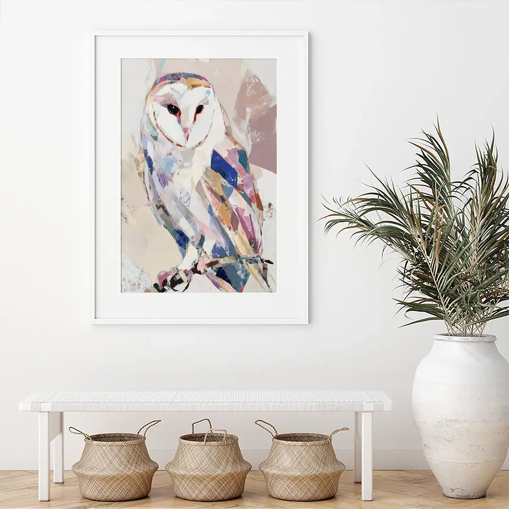Abstract Barn Owl Framed Art Print Abstract Barn Owl Framed Art Print wall art product Chromatic Storm Studio