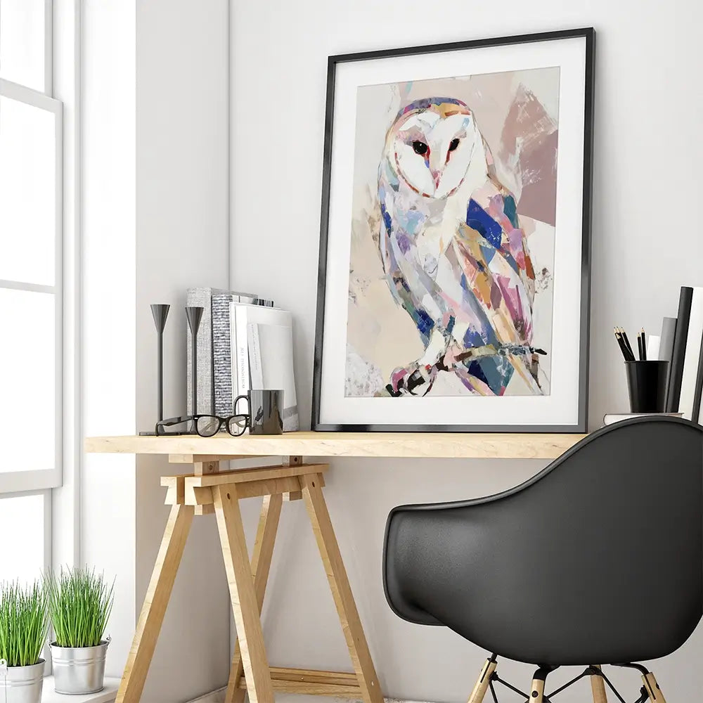 Abstract Barn Owl Framed Art Print Abstract Barn Owl Framed Art Print wall art product Chromatic Storm Studio
