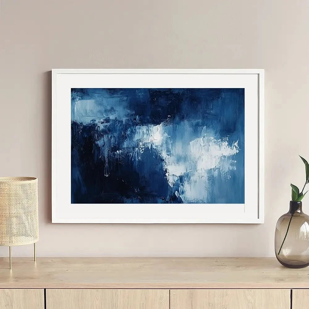 Abstract Blue Framed Art Print Abstract Blue Framed Art Print wall art product Tanya Ocean