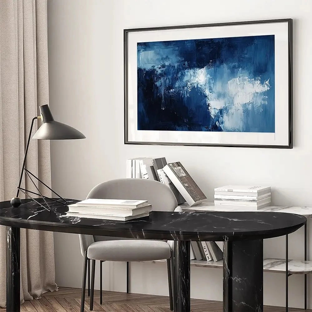 Abstract Blue Framed Art Print Abstract Blue Framed Art Print wall art product Tanya Ocean