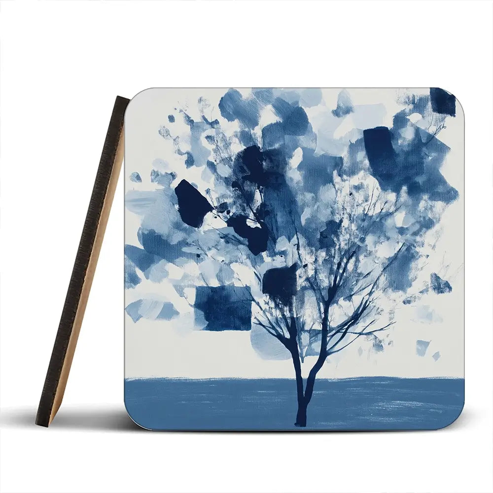 Abstract Blue Tree Coaster Set Abstract Blue Tree Coaster Set wall art product Chromatic Storm Studio