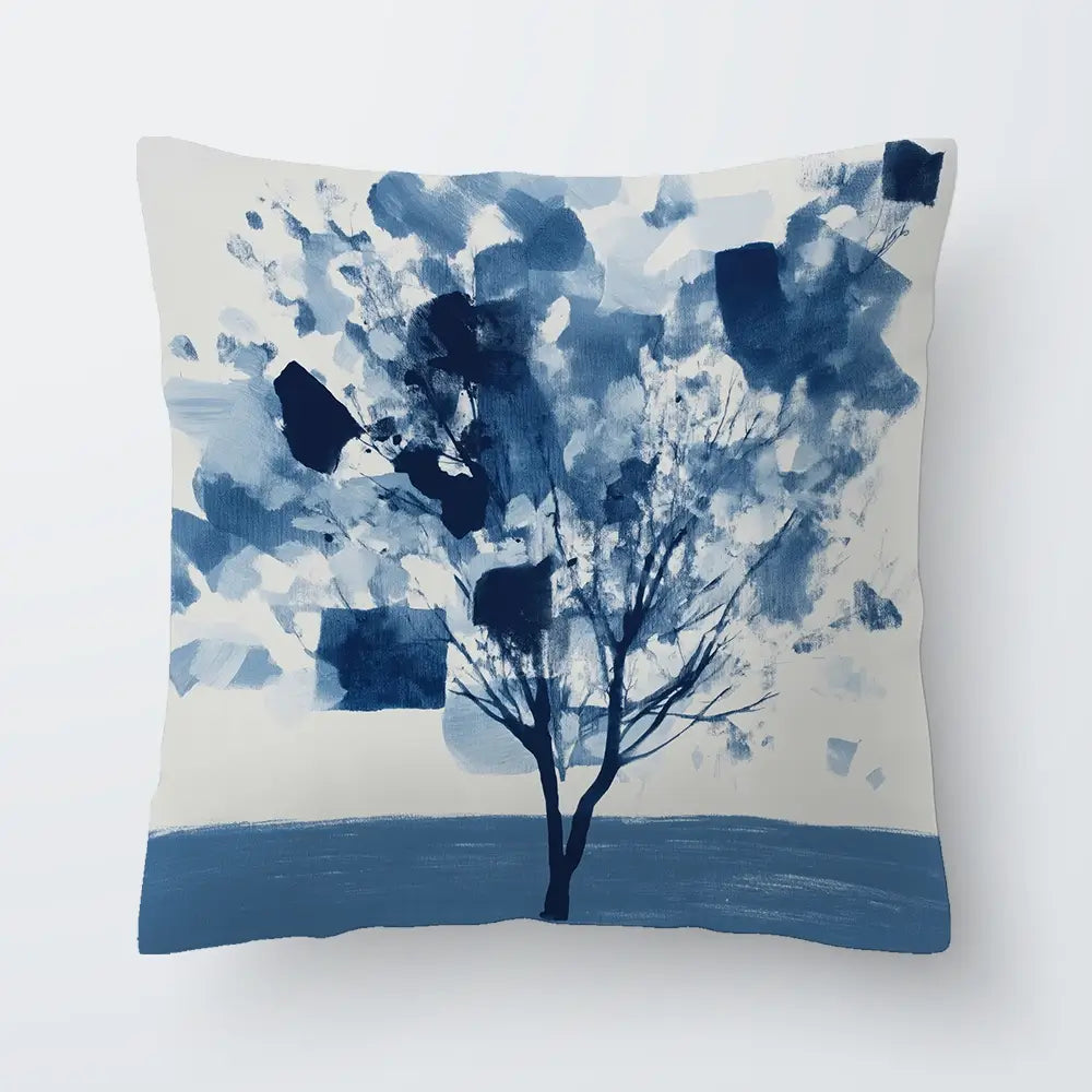 Abstract Blue Tree Cushion Abstract Blue Tree Cushion wall art product Chromatic Storm Studio