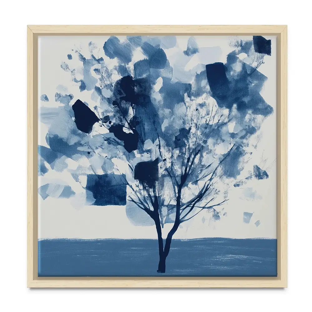 Abstract Blue Tree Square Canvas Print Abstract Blue Tree Square Canvas Print wall art product Chromatic Storm Studio