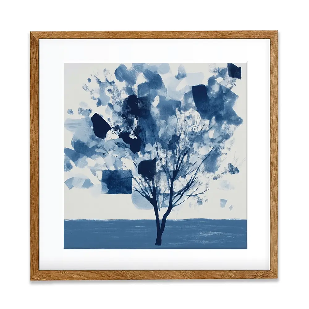 Abstract Blue Tree Square Framed Art Print Abstract Blue Tree Square Framed Art Print wall art product Chromatic Storm Studio