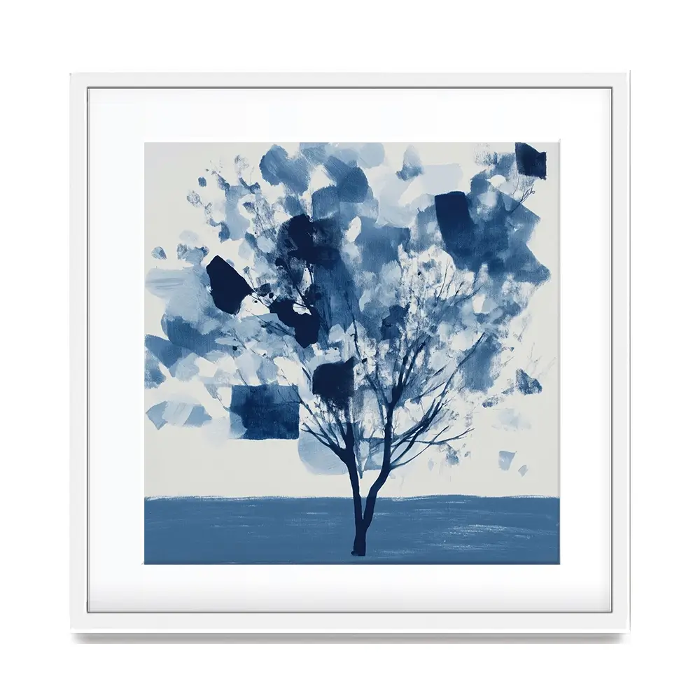 Abstract Blue Tree Square Framed Art Print Abstract Blue Tree Square Framed Art Print wall art product Chromatic Storm Studio