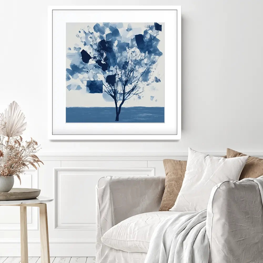 Abstract Blue Tree Square Framed Art Print Abstract Blue Tree Square Framed Art Print wall art product Chromatic Storm Studio