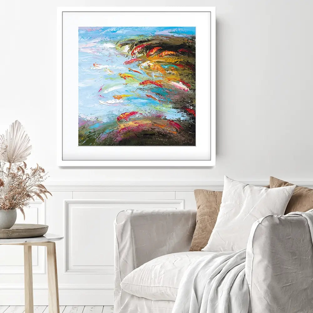 Abstract Fish Square Framed Art Print Abstract Fish Square Framed Art Print wall art product Artone Graphica / Shutterstock