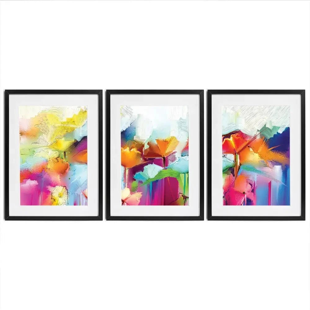 Abstract Flowers Framed Art Print Trio Abstract Flowers Framed Art Print Trio wall art product pluie_r / Shutterstock