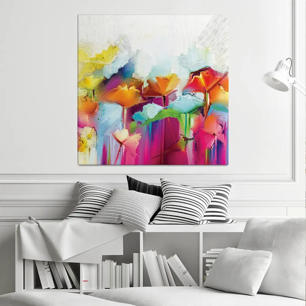 Abstract Flowers Square Canvas Print Abstract Flowers Square Canvas Print wall art product pluie_r / Shutterstock