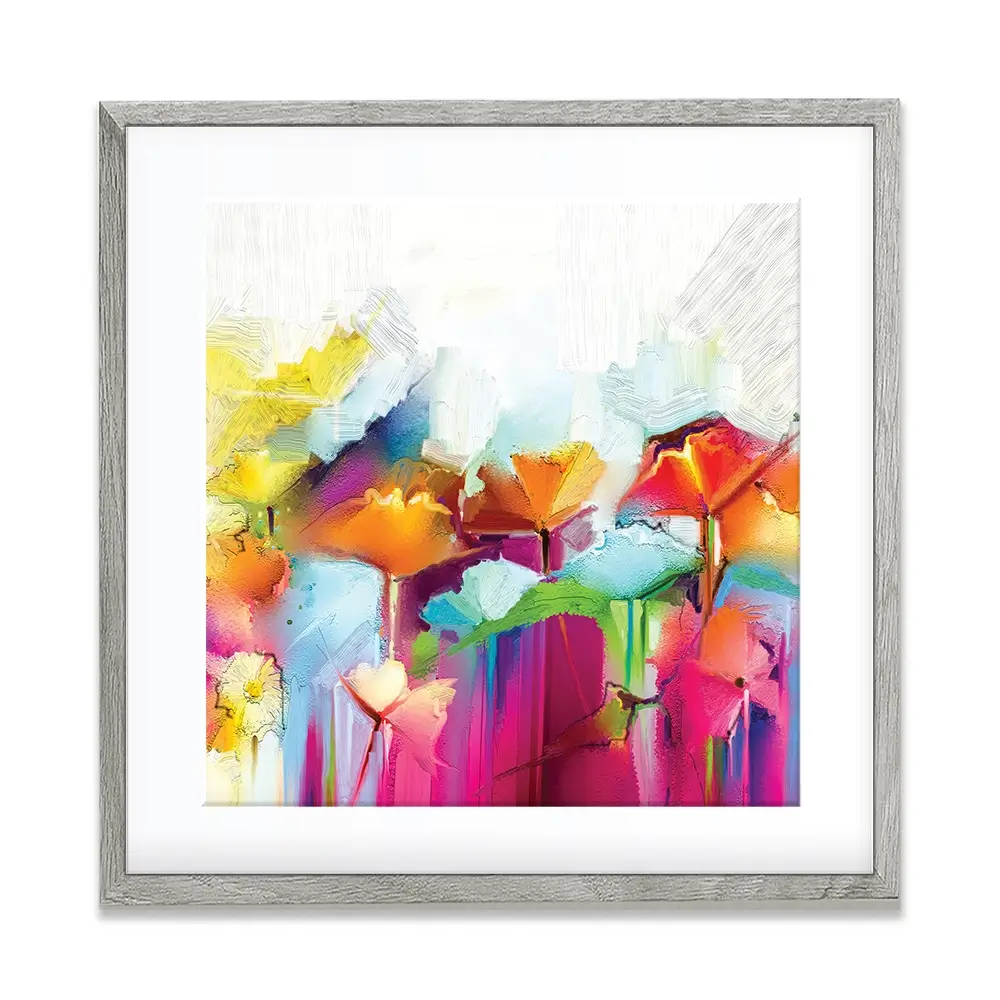 Abstract Flowers Square Framed Art Print Abstract Flowers Square Framed Art Print wall art product pluie_r / Shutterstock