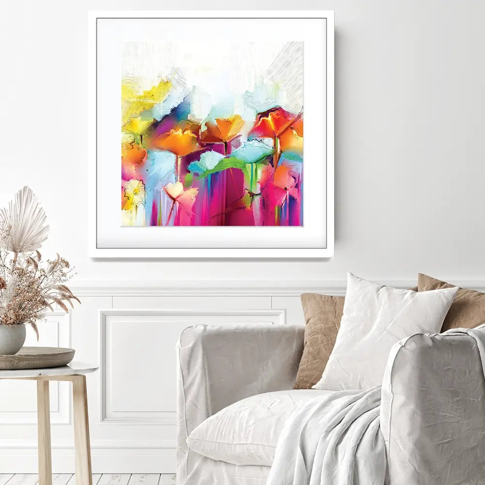 Abstract Flowers Square Framed Art Print Abstract Flowers Square Framed Art Print wall art product pluie_r / Shutterstock