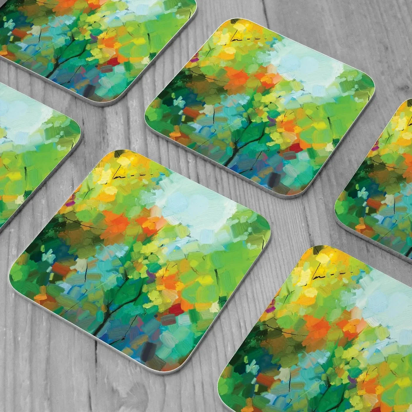 Abstract Forest Coaster Set Rainbow Soul Tree Coaster Set | Rainbow Soul Tree Art Coasters wall art product pluie_r / Shutterstock