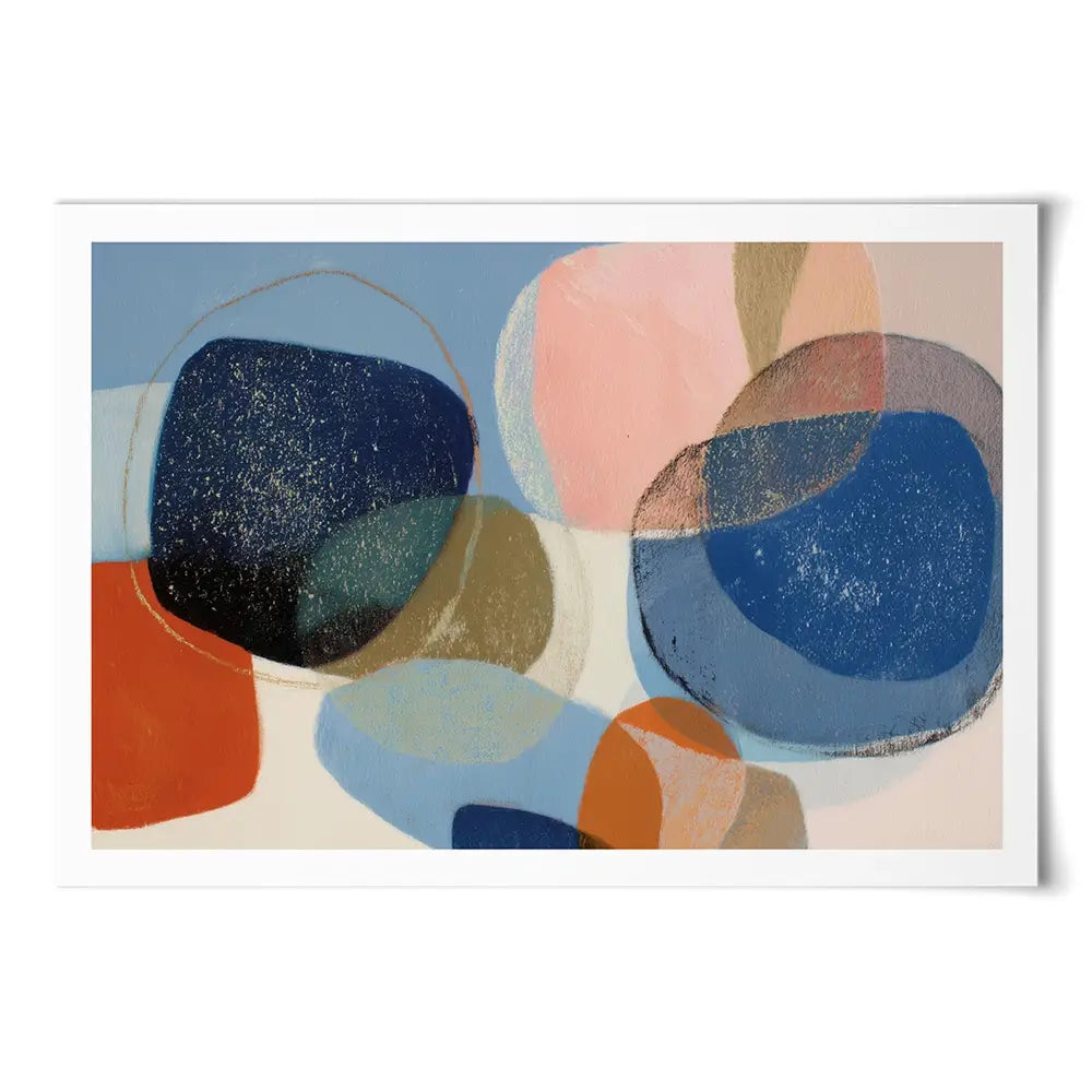 Abstract Geometric In Navy And Coral Art Print Abstract Geometric In Navy And Coral Art Print wall art product Chromatic Storm Studio