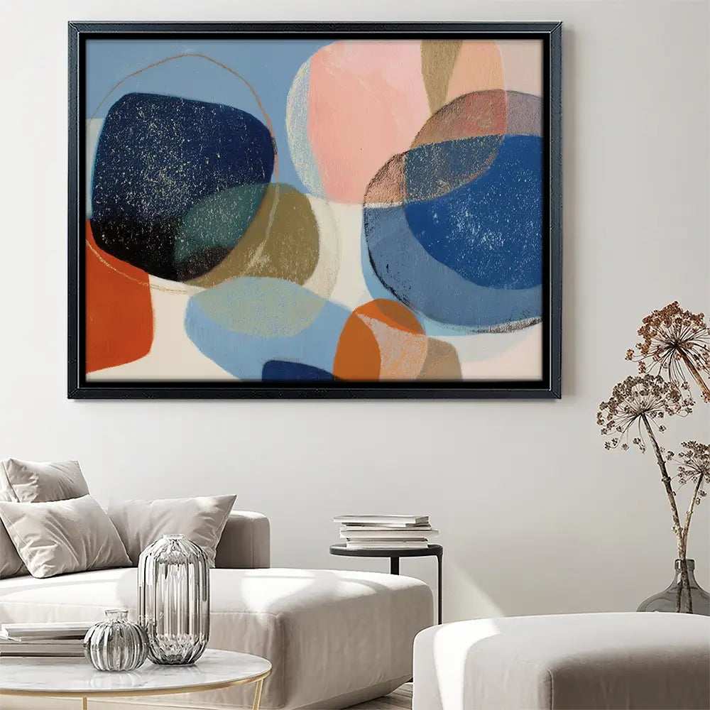 Abstract Geometric In Navy And Coral Canvas Print Abstract Geometric In Navy And Coral Canvas Print wall art product Chromatic Storm Studio