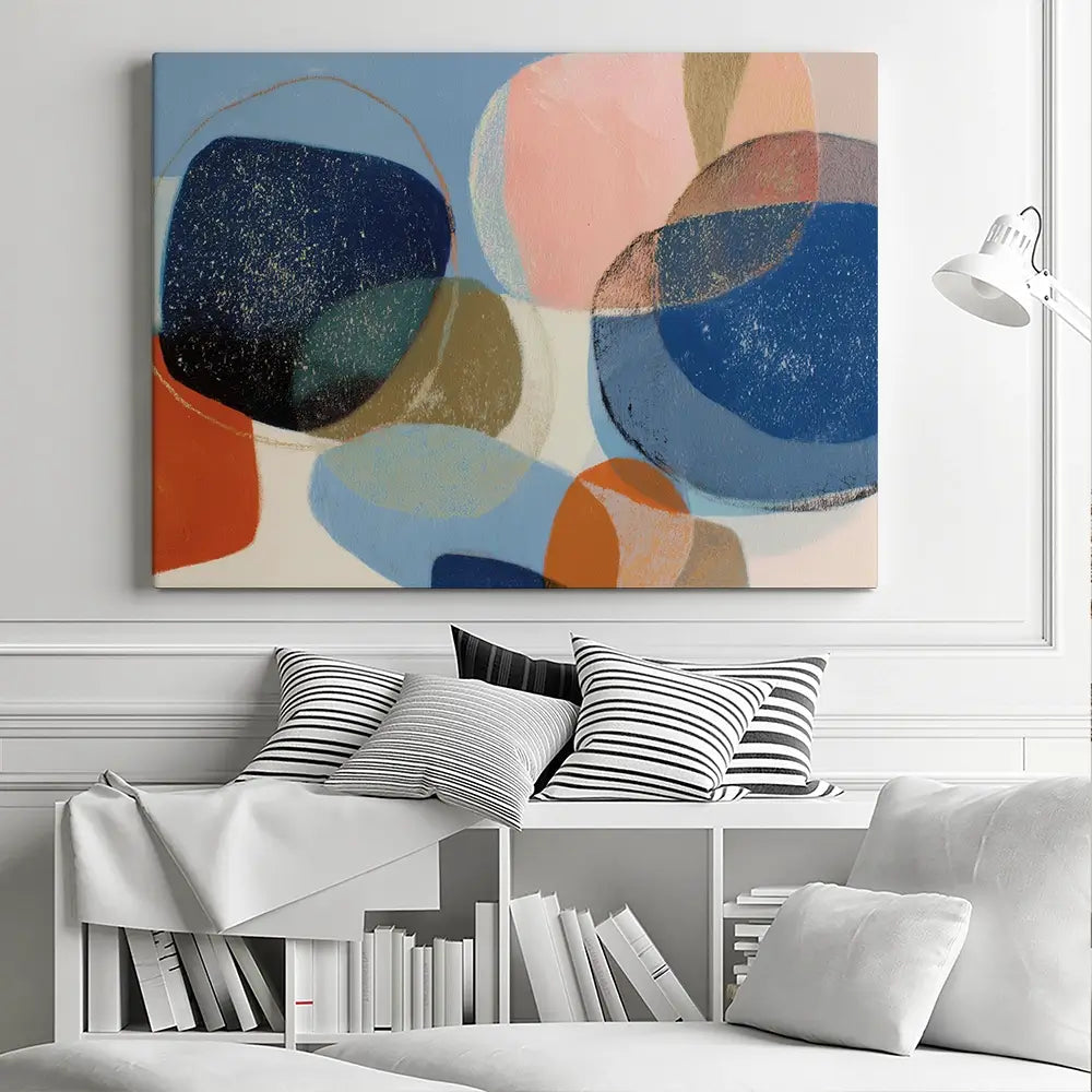 Abstract Geometric In Navy And Coral Canvas Print Abstract Geometric In Navy And Coral Canvas Print wall art product Chromatic Storm Studio