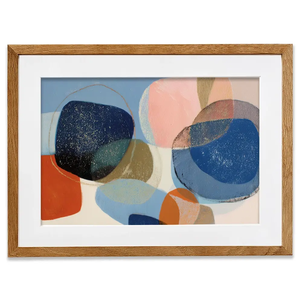 Abstract Geometric In Navy And Coral Framed Art Print Abstract Geometric In Navy And Coral Framed Art Print wall art product Chromatic Storm Studio