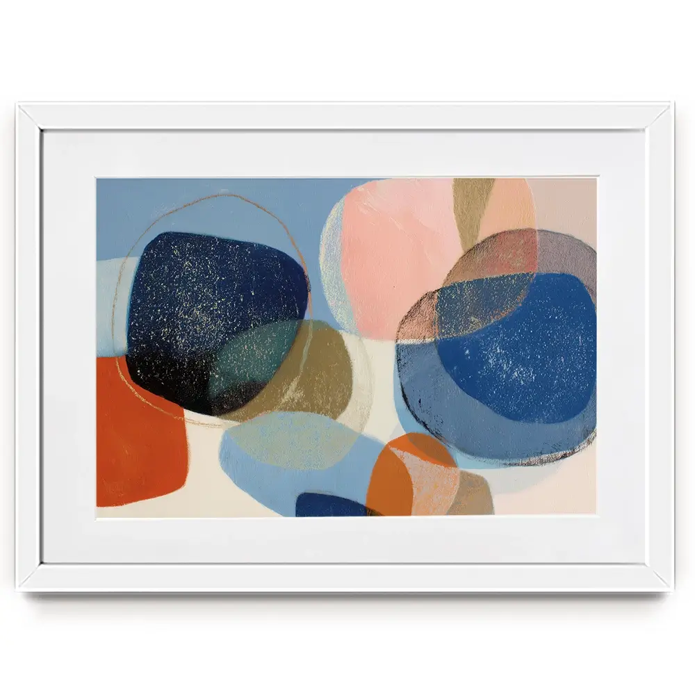 Abstract Geometric In Navy And Coral Framed Art Print Abstract Geometric In Navy And Coral Framed Art Print wall art product Chromatic Storm Studio
