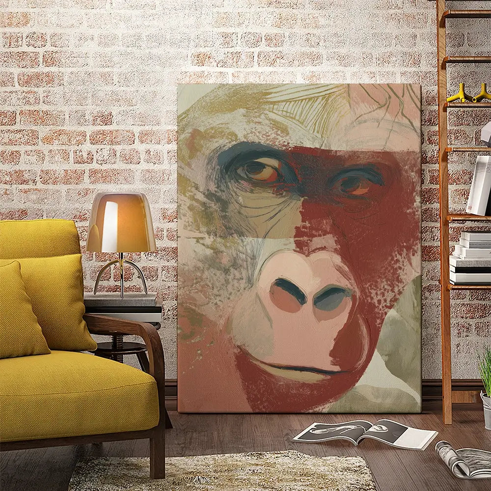 Abstract Gorilla Portrait In Warm Tones Canvas Print Abstract Gorilla Portrait In Warm Tones Canvas Print wall art product Chromatic Storm Studio