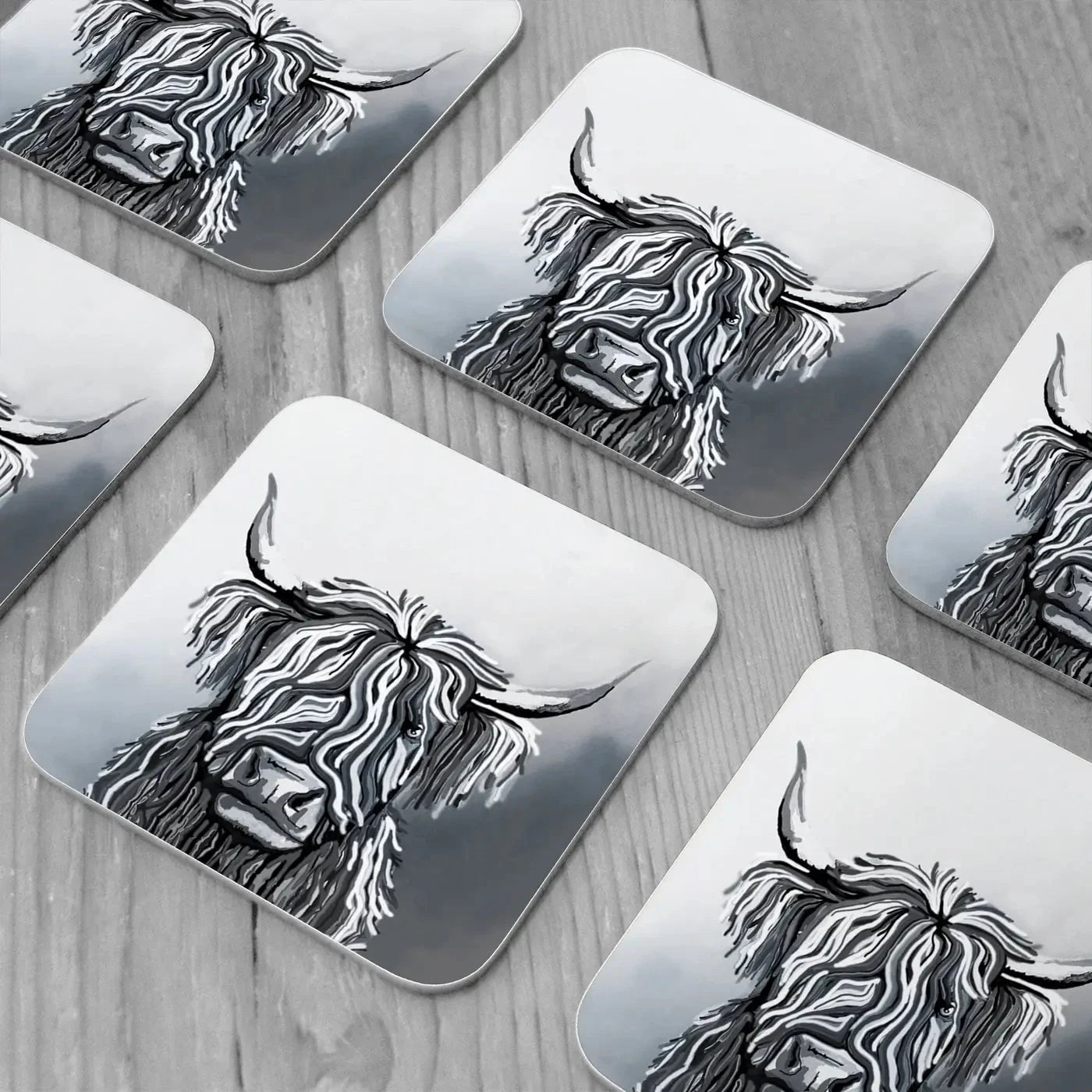 Abstract Highland Cow Coaster Set Abstract Highland Cow Coaster Set | Abstract Highland Cow Coaster Art wall art product Independent