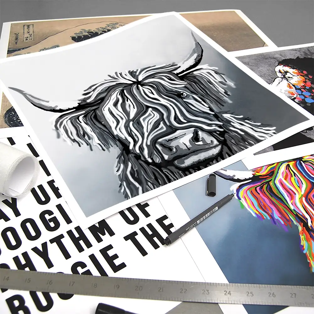 Abstract Highland Cow Square Art Print Abstract Highland Cow Square Art Print wall art product Independent