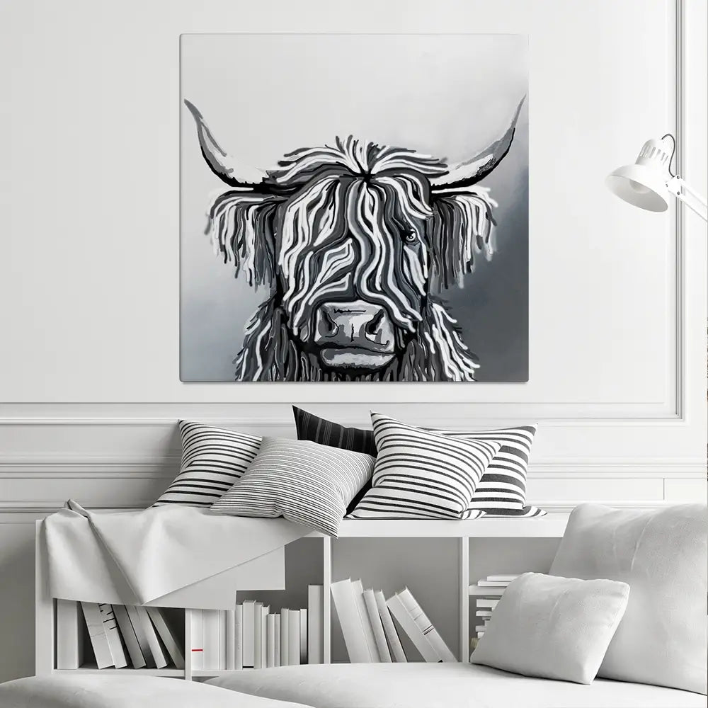 Abstract Highland Cow Square Canvas Print Abstract Highland Cow Square Canvas Print wall art product Independent
