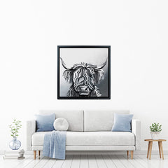 Abstract Highland Cow Square Canvas Print wall art product Independent