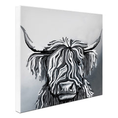Abstract Highland Cow Square Canvas Print wall art product Independent