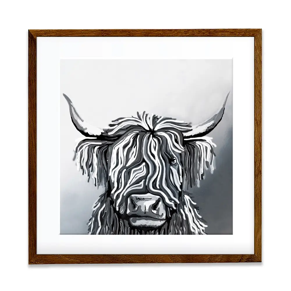 Abstract Highland Cow Square Framed Art Print Abstract Highland Cow Square Framed Art Print wall art product Independent