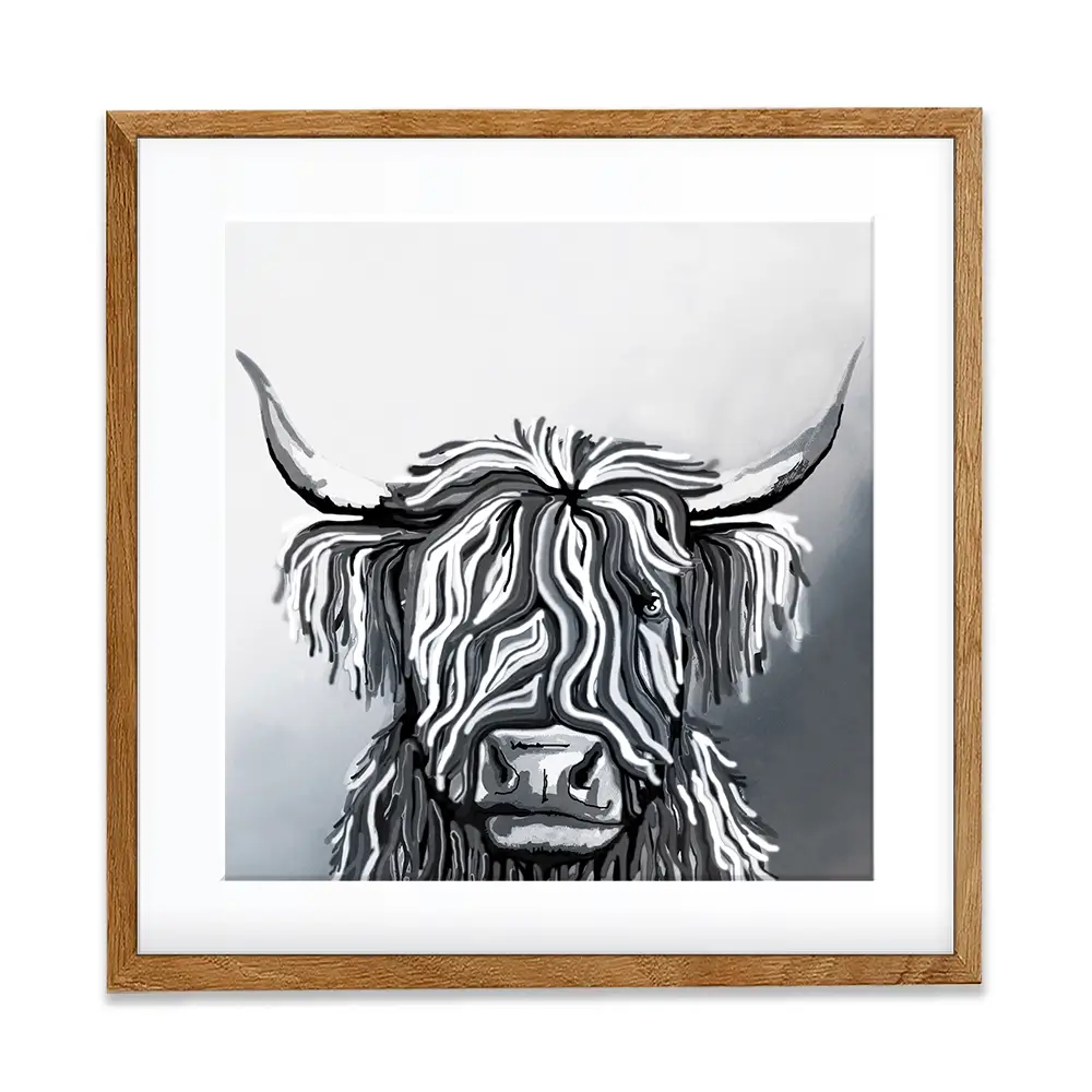 Abstract Highland Cow Square Framed Art Print Abstract Highland Cow Square Framed Art Print wall art product Independent