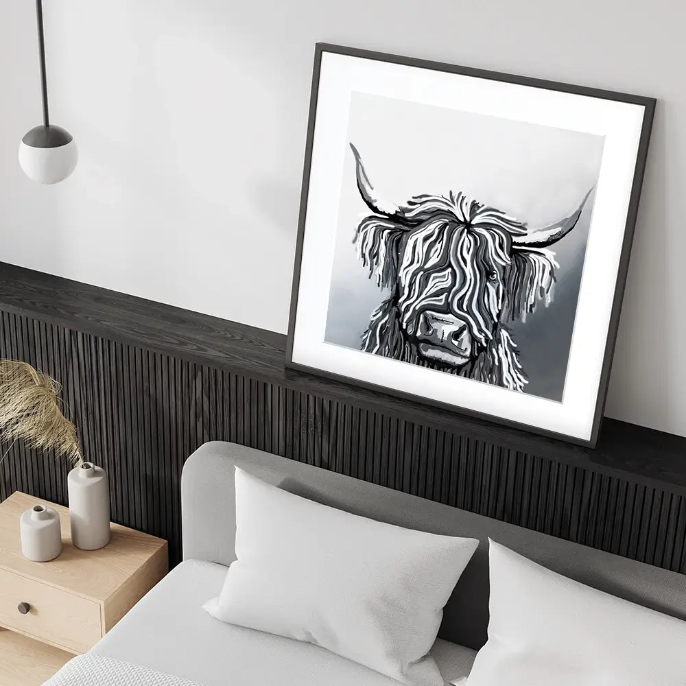 Abstract Highland Cow Square Framed Art Print Abstract Highland Cow Square Framed Art Print wall art product Independent