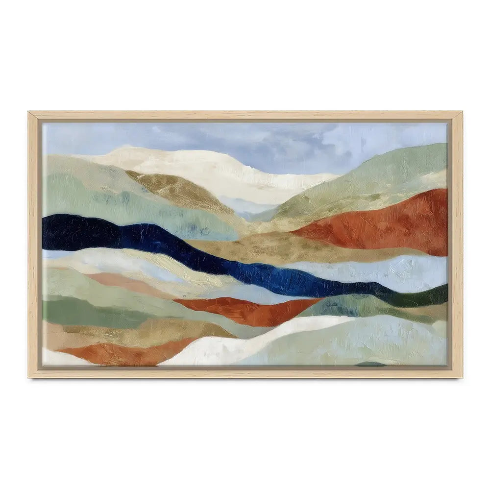 Abstract Hills In Navy And Coral Canvas Print Abstract Hills In Navy And Coral Canvas Print wall art product Chromatic Storm Studio