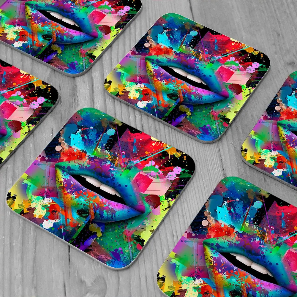 Abstract Lips Coaster Set Abstract Lips Coaster Set wall art product ARTEMENKO VALENTYN / Shutterstock