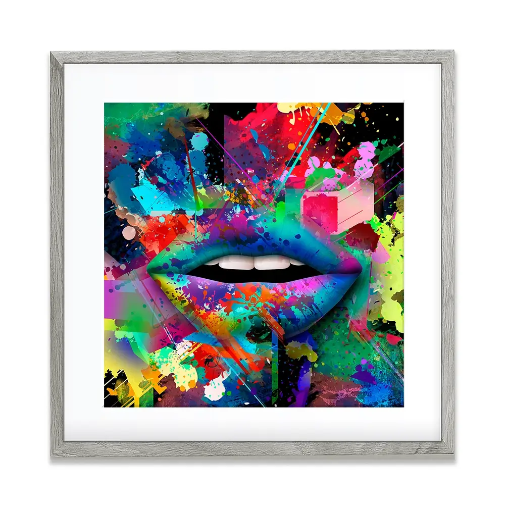 Abstract Lips Square Framed Art Print Abstract Lips Square Framed Art Print wall art product ARTEMENKO VALENTYN / Shutterstock