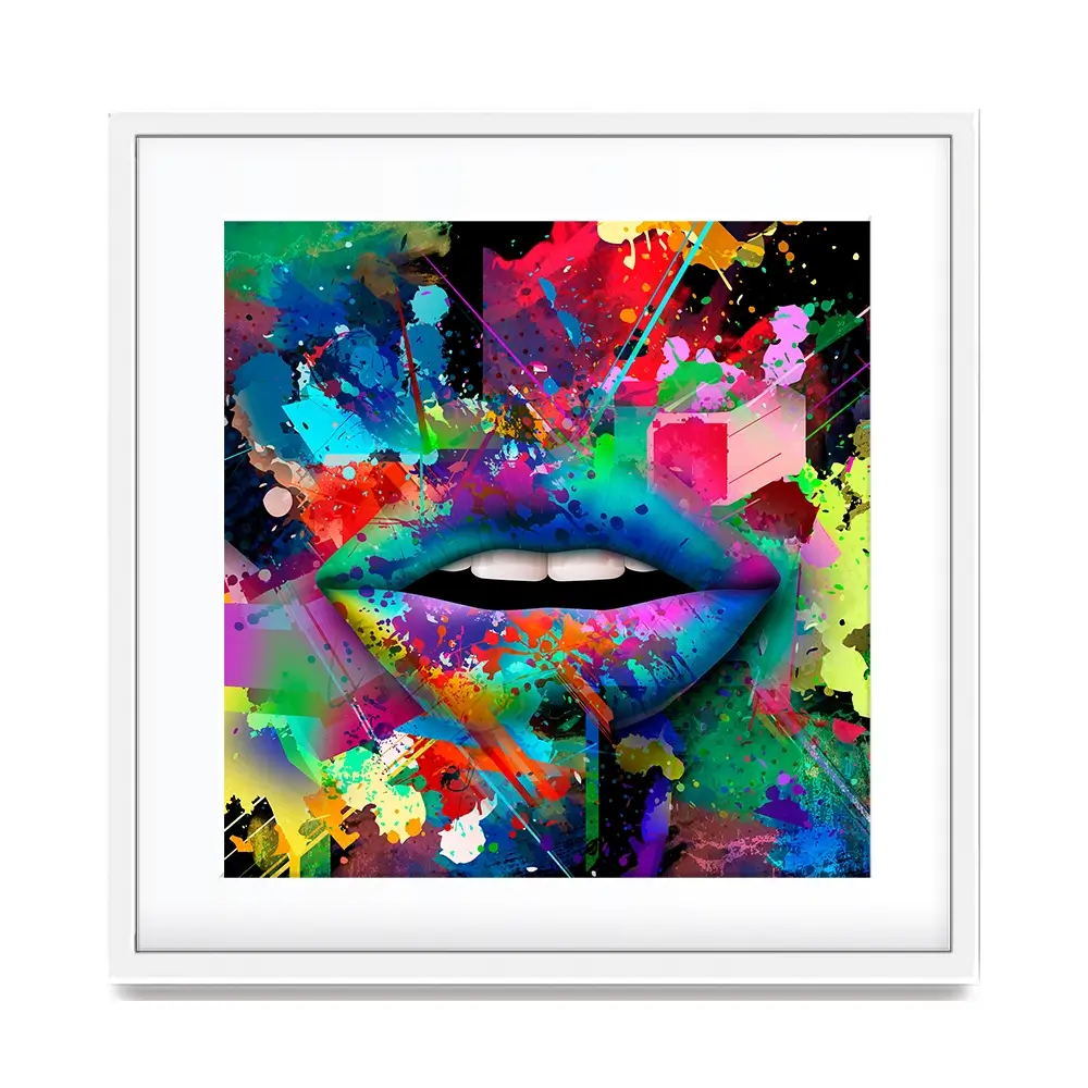 Abstract Lips Square Framed Art Print Abstract Lips Square Framed Art Print wall art product ARTEMENKO VALENTYN / Shutterstock