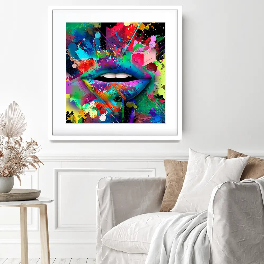 Abstract Lips Square Framed Art Print Abstract Lips Square Framed Art Print wall art product ARTEMENKO VALENTYN / Shutterstock