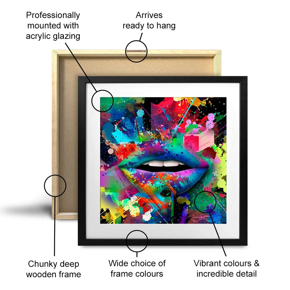 Abstract Lips Square Framed Art Print Abstract Lips Square Framed Art Print wall art product ARTEMENKO VALENTYN / Shutterstock