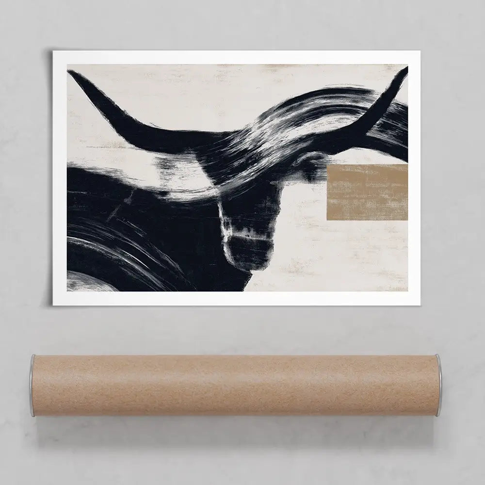 Abstract Longhorn Silhouette Art Print Abstract Longhorn Silhouette Art Print wall art product Chromatic Storm Studio