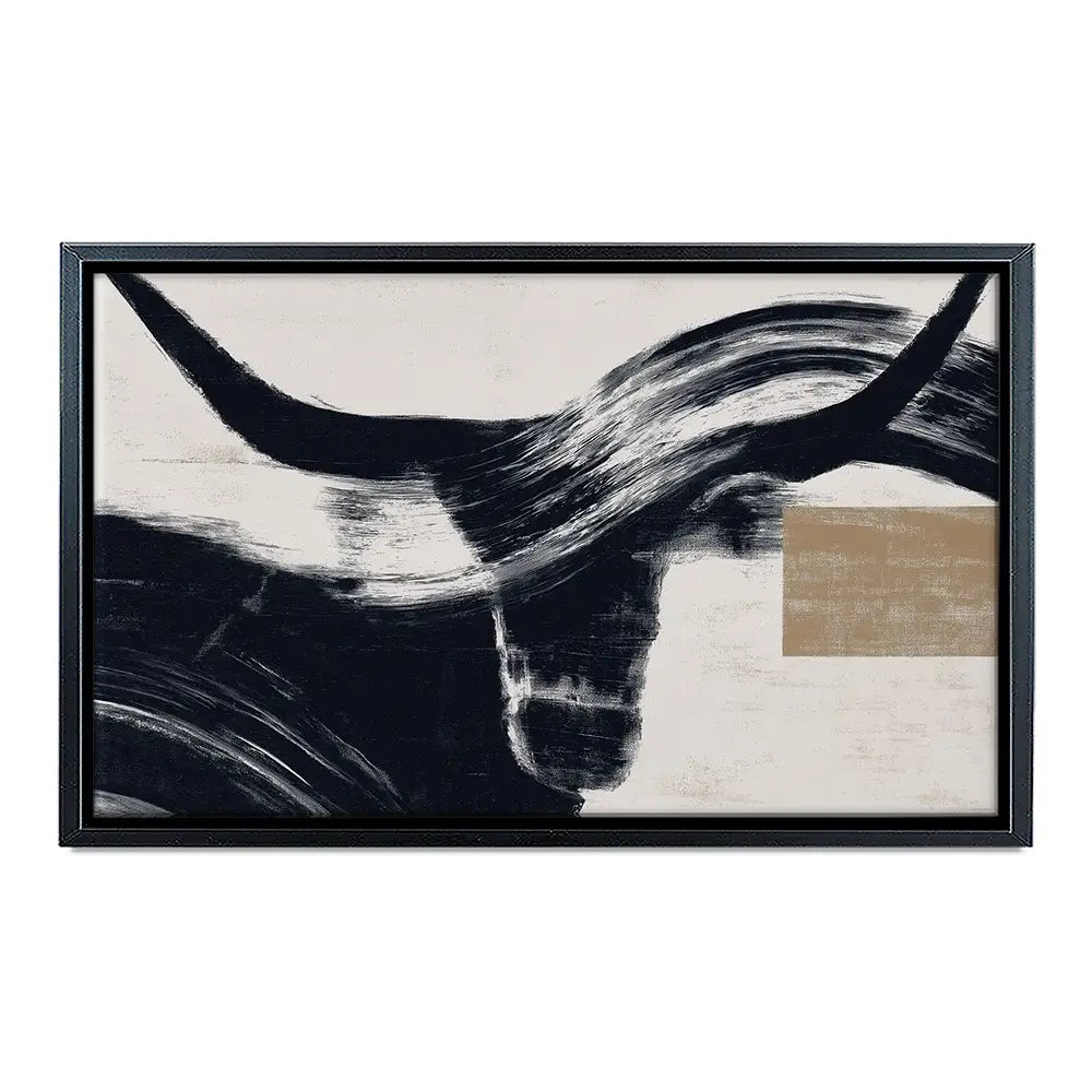 Abstract Longhorn Silhouette Canvas Print Abstract Longhorn Silhouette Canvas Print wall art product Chromatic Storm Studio