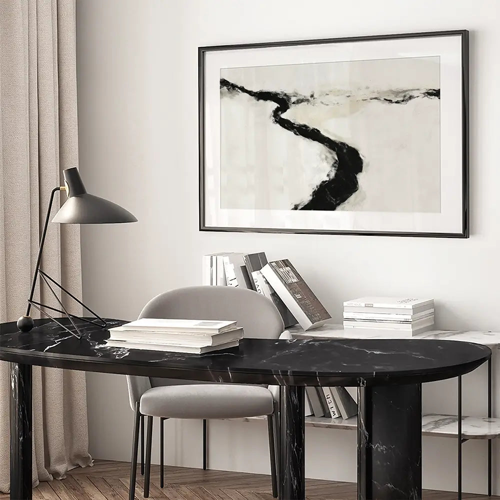 Abstract River Curve Landscape Framed Art Print Abstract River Curve Landscape Framed Art Print wall art product Chromatic Storm Studio