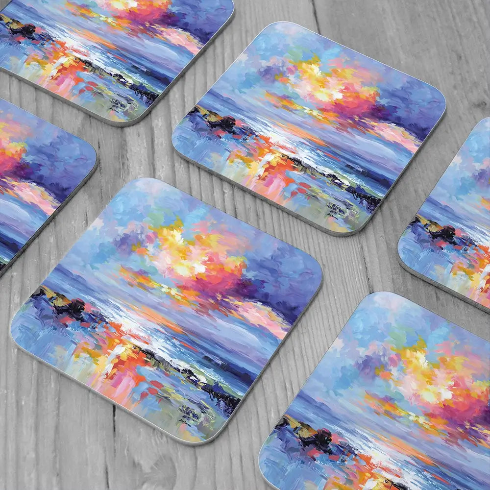 Abstract Seascape Impressions Coaster Set Abstract Seascape Impressions Coaster Set wall art product Art Print Shop