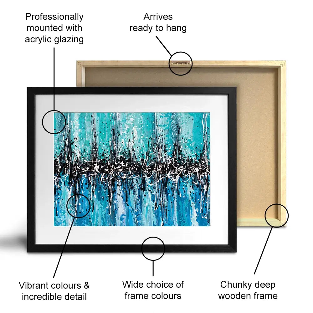 Abstract Teal Framed Art Print Abstract Teal Framed Art Print wall art product Olga Tkachyk