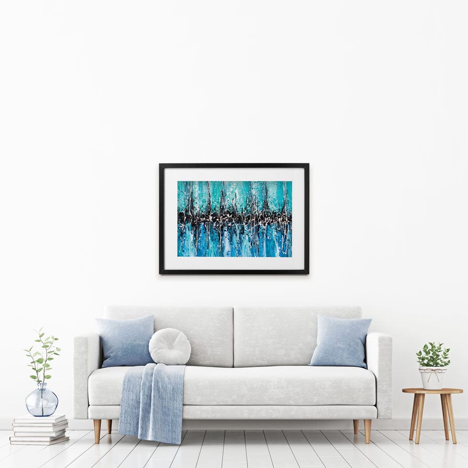 Abstract Teal Framed Art Print wall art product Olga Tkachyk
