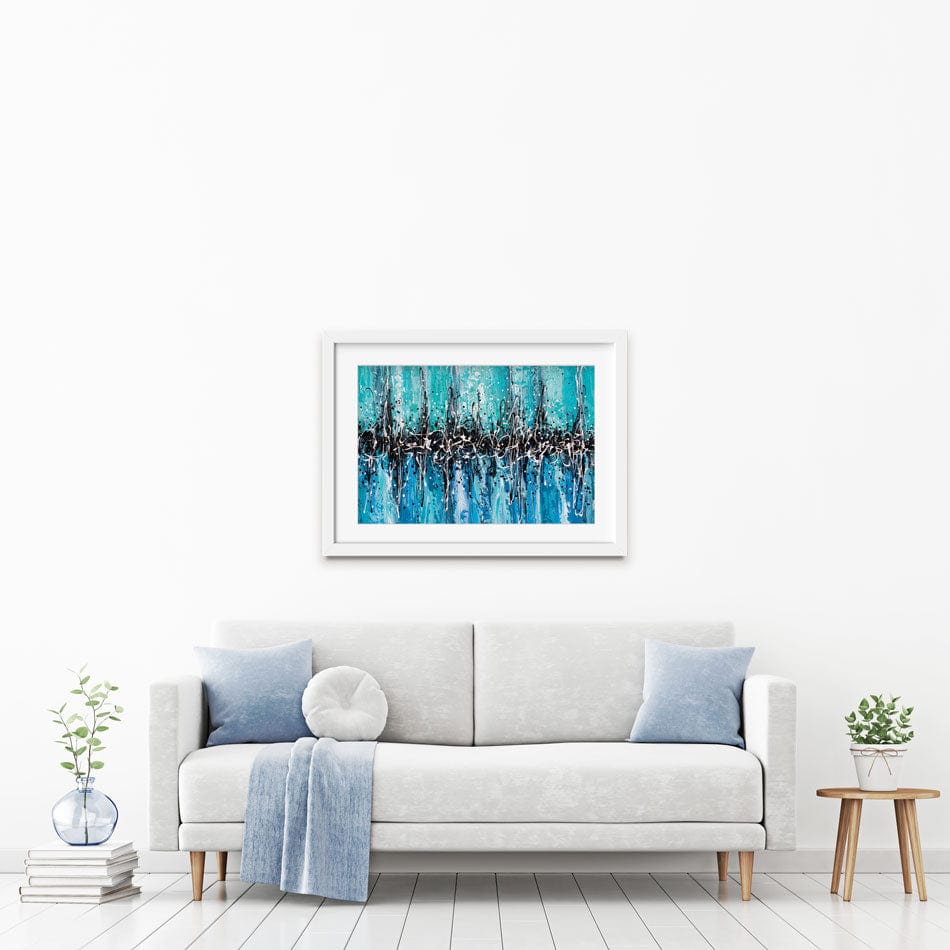 Abstract Teal Framed Art Print wall art product Olga Tkachyk