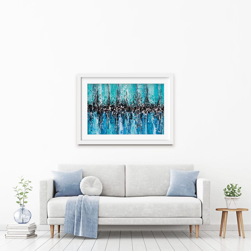 Abstract Teal Framed Art Print wall art product Olga Tkachyk