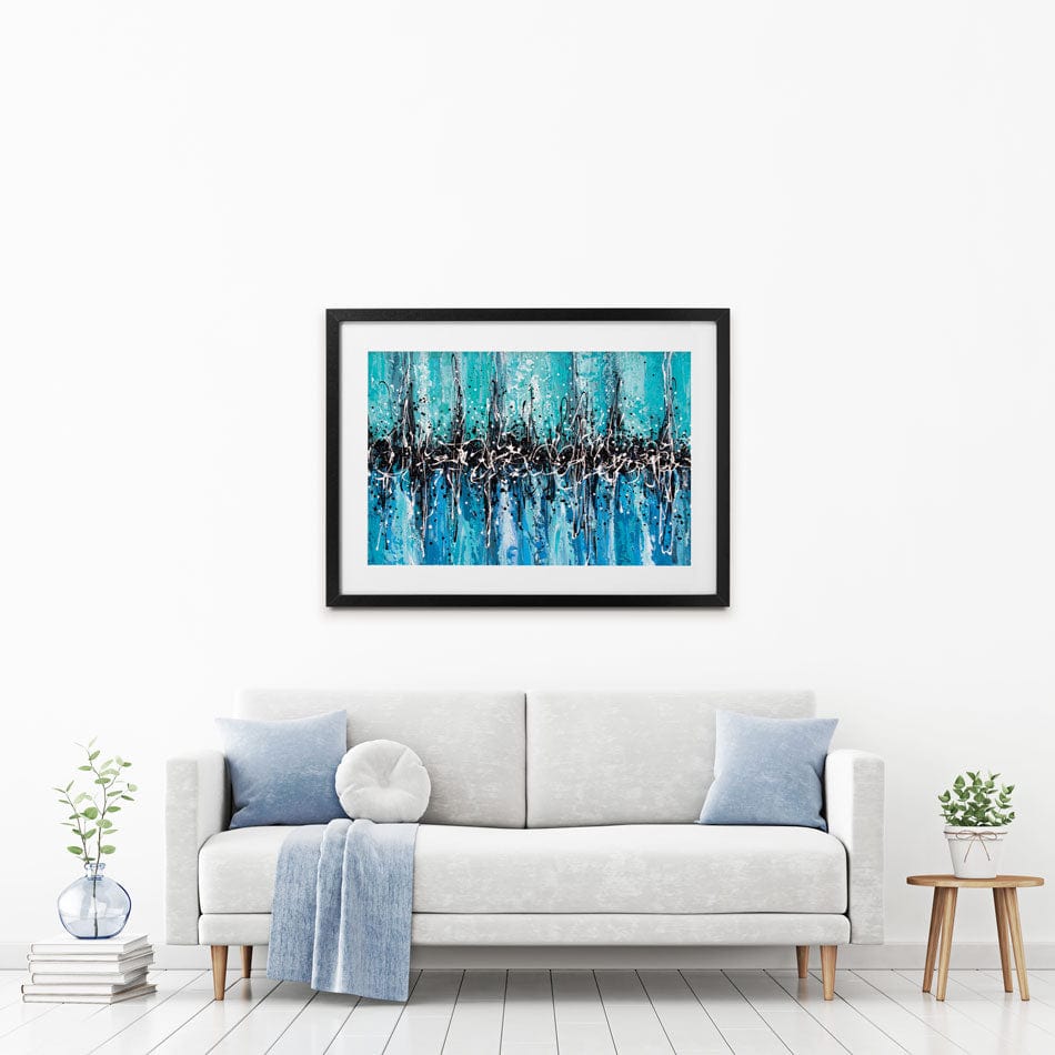 Abstract Teal Framed Art Print wall art product Olga Tkachyk
