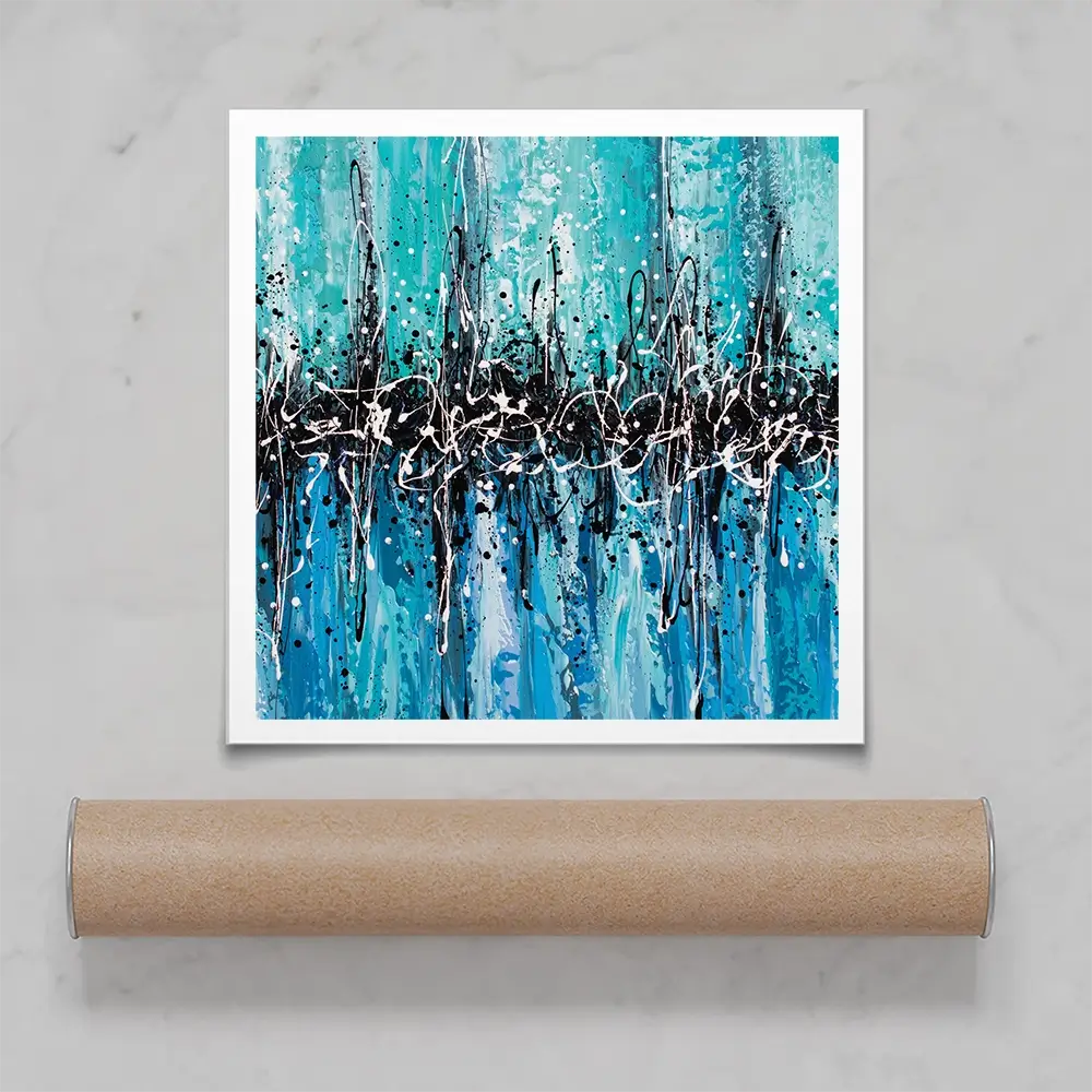Abstract Teal Square Art Print Abstract Teal Square Art Print wall art product Art Print Shop