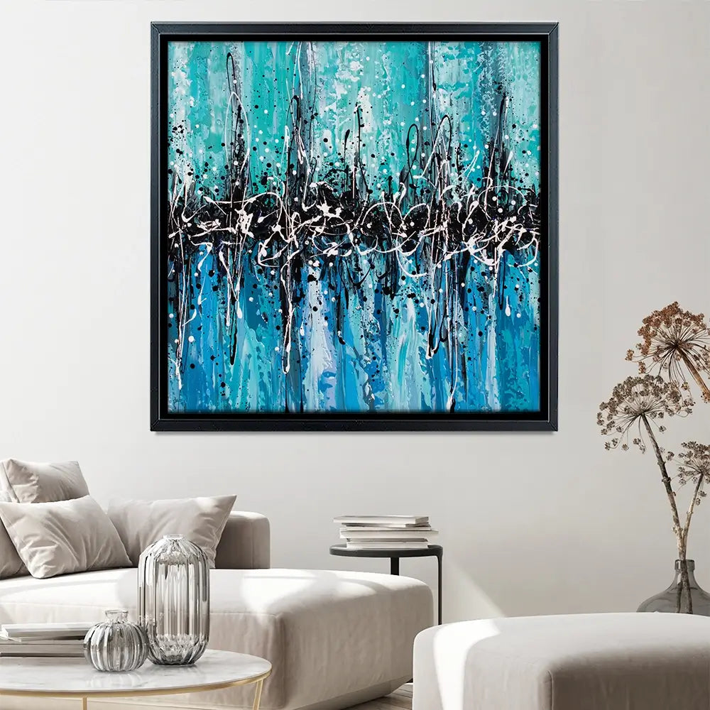 Abstract Teal Square Canvas Print Abstract Teal Square Canvas Print wall art product Art Print Shop