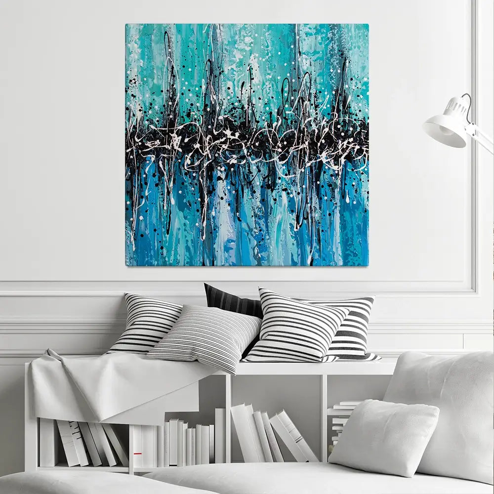 Abstract Teal Square Canvas Print Abstract Teal Square Canvas Print wall art product Art Print Shop