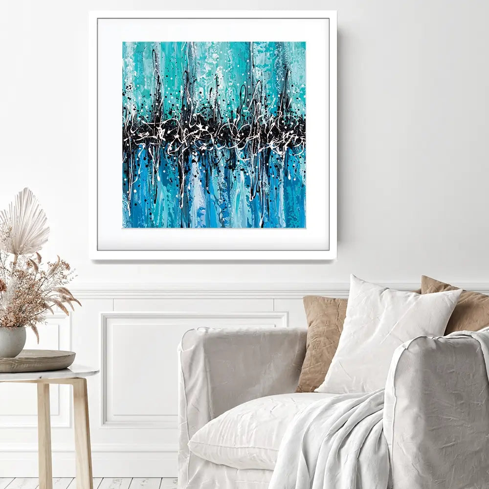 Abstract Teal Square Framed Art Print Abstract Teal Square Framed Art Print wall art product Art Print Shop